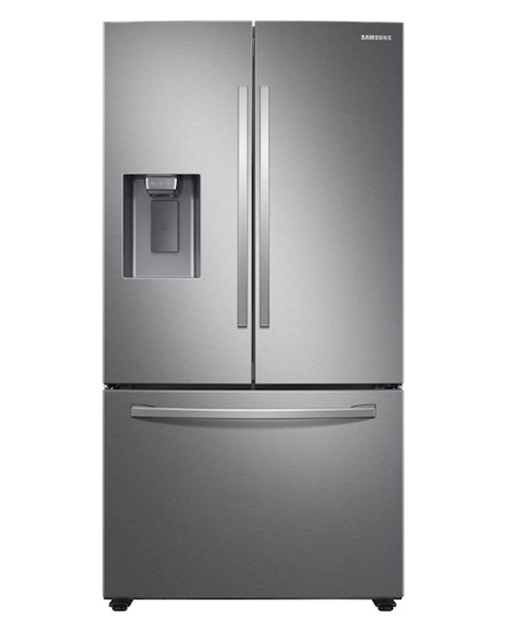 RF27T5201SR_01_SILVER_SCOM 27 cu. ft. Large Capacity 3-Door French Door Refrigerator with External Water & Ice Dispenser in Stainless Steel - Image 1